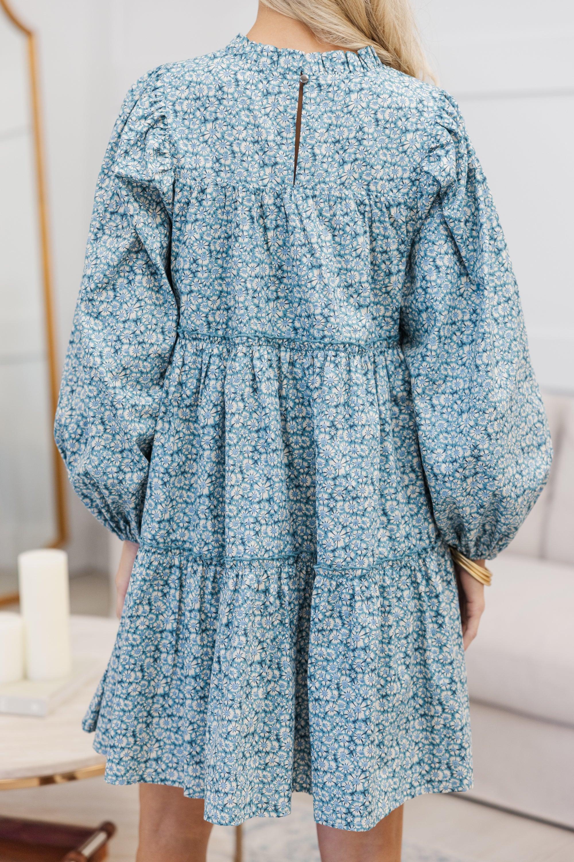 NURSING COLLECTION: Be Your Best Blue Ditsy Floral Babydoll Dress Female Product Image