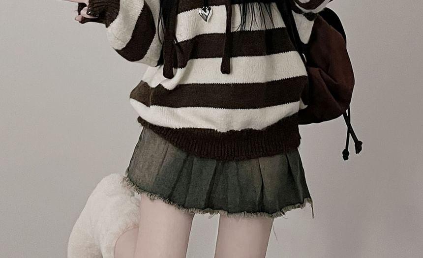 Striped Hood Sweater Product Image