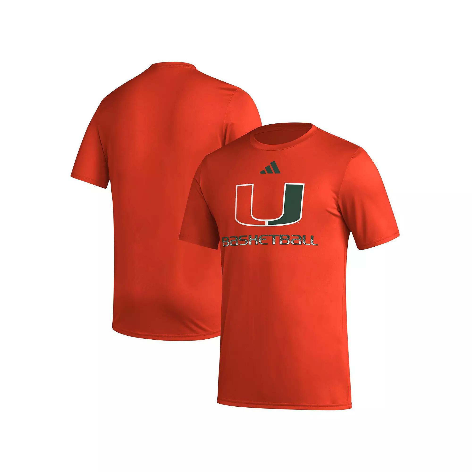 Men's adidas Orange Miami Hurricanes Fadeaway Basketball Pregame AEROREADY T-Shirt, Size: Large Product Image