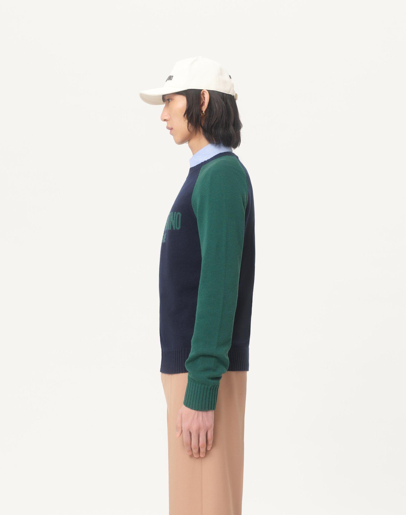 Wool And Cotton Sweater With Chez Valentino Jacquard Pattern Product Image