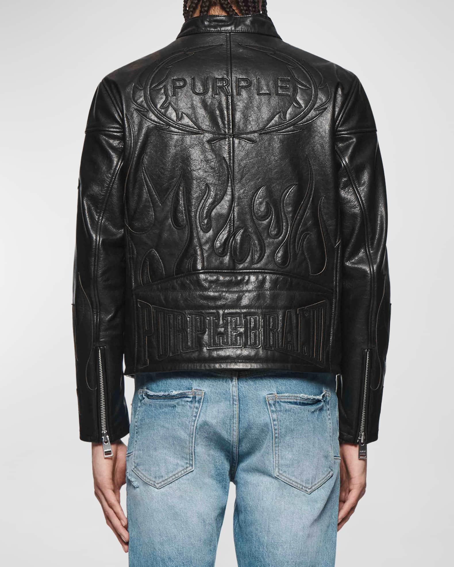 Mens Leather Zip Moto Jacket Product Image
