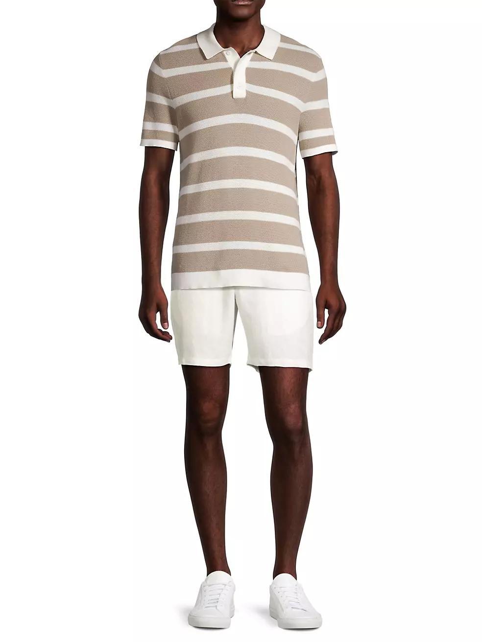 Striped Cotton Knit Polo Shirt Product Image