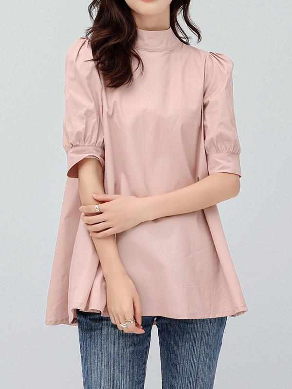 Casual Loose Bow-Embellished Solid Color Blouse Product Image