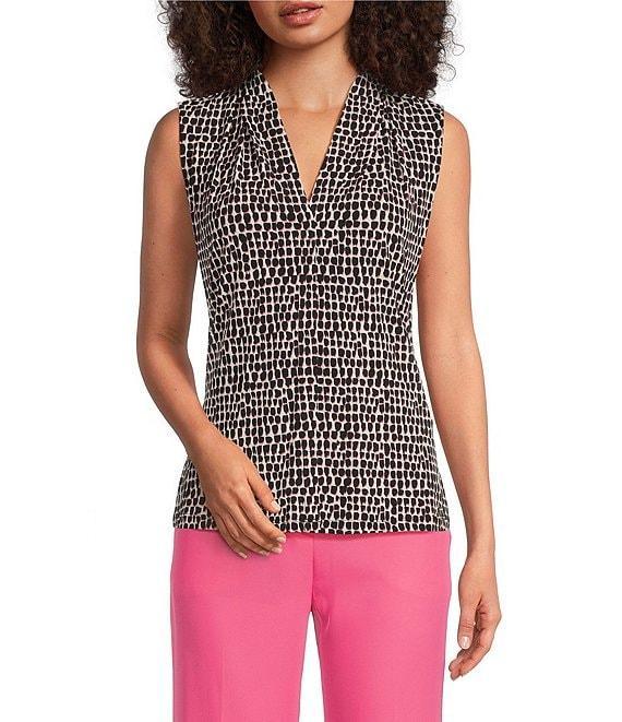 Calvin Klein Printed V-Neck Sleeveless Tank Product Image