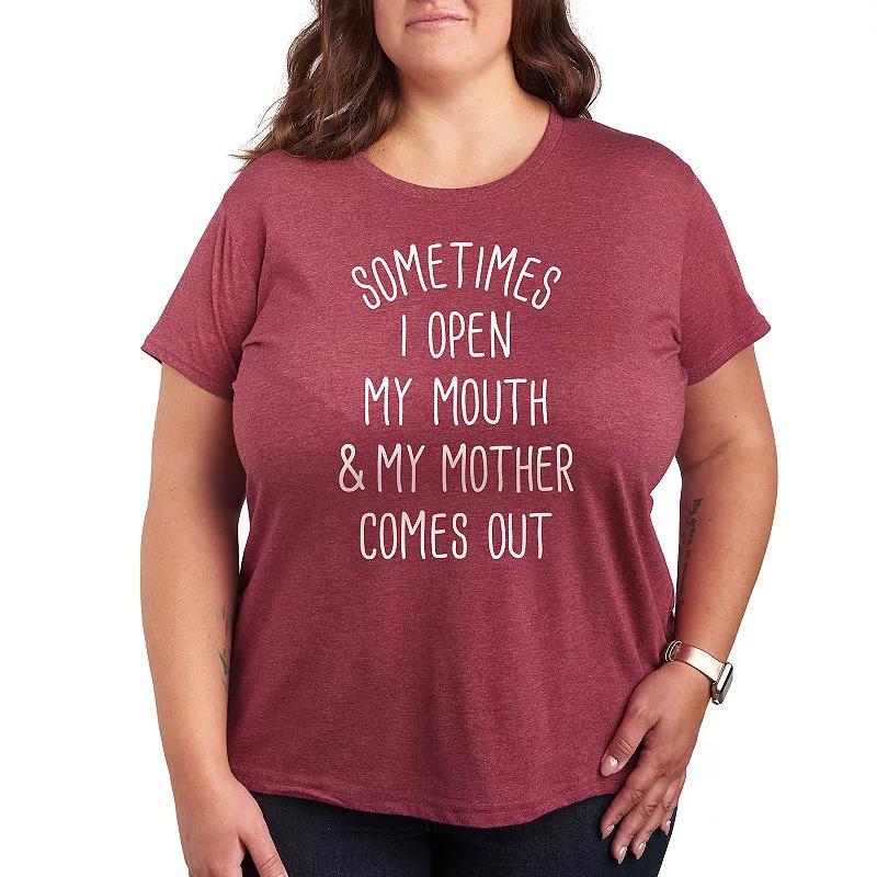 Plus Sometimes I Open My Mouth Mother Graphic Tee, Women's, Size: 3XL, Grey Dark Red Product Image