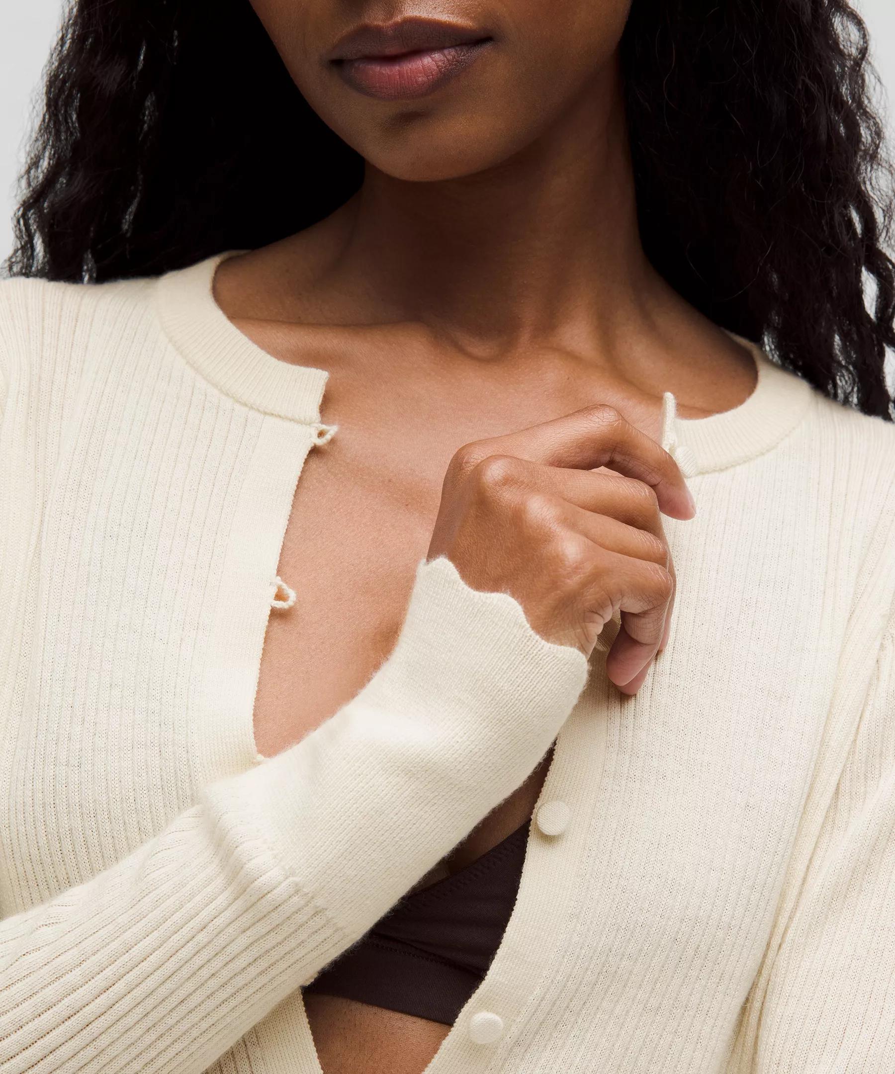 Cashmere Scalloped Cuff Cardigan Product Image