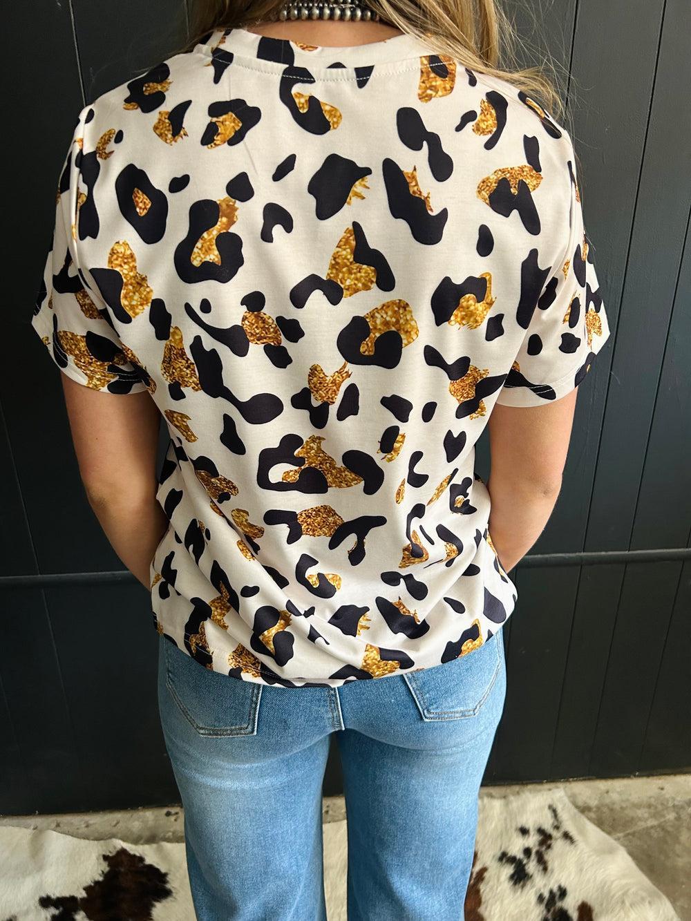 Gold Shimmer Leopard Printed Top* Product Image