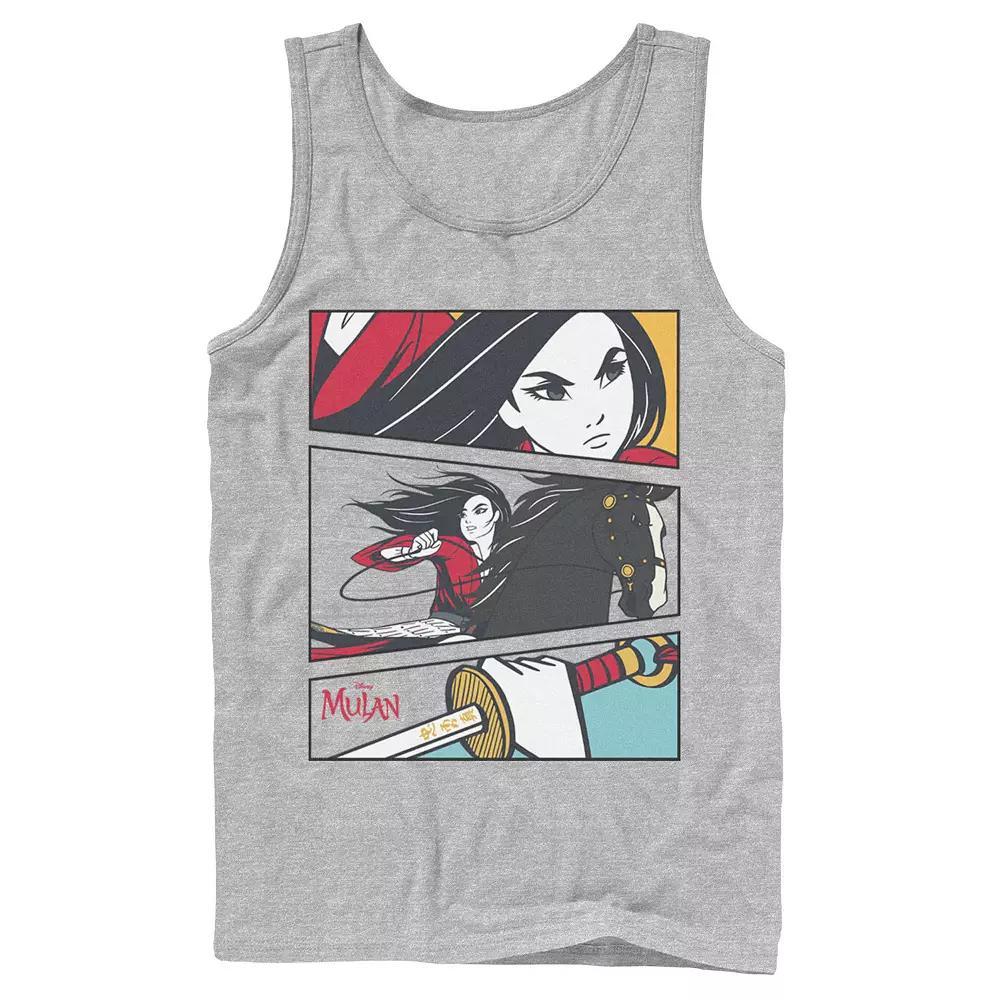 Men's Disney Mulan Comic Action Panels Tank Top, Size: Large, Athletic Grey Product Image
