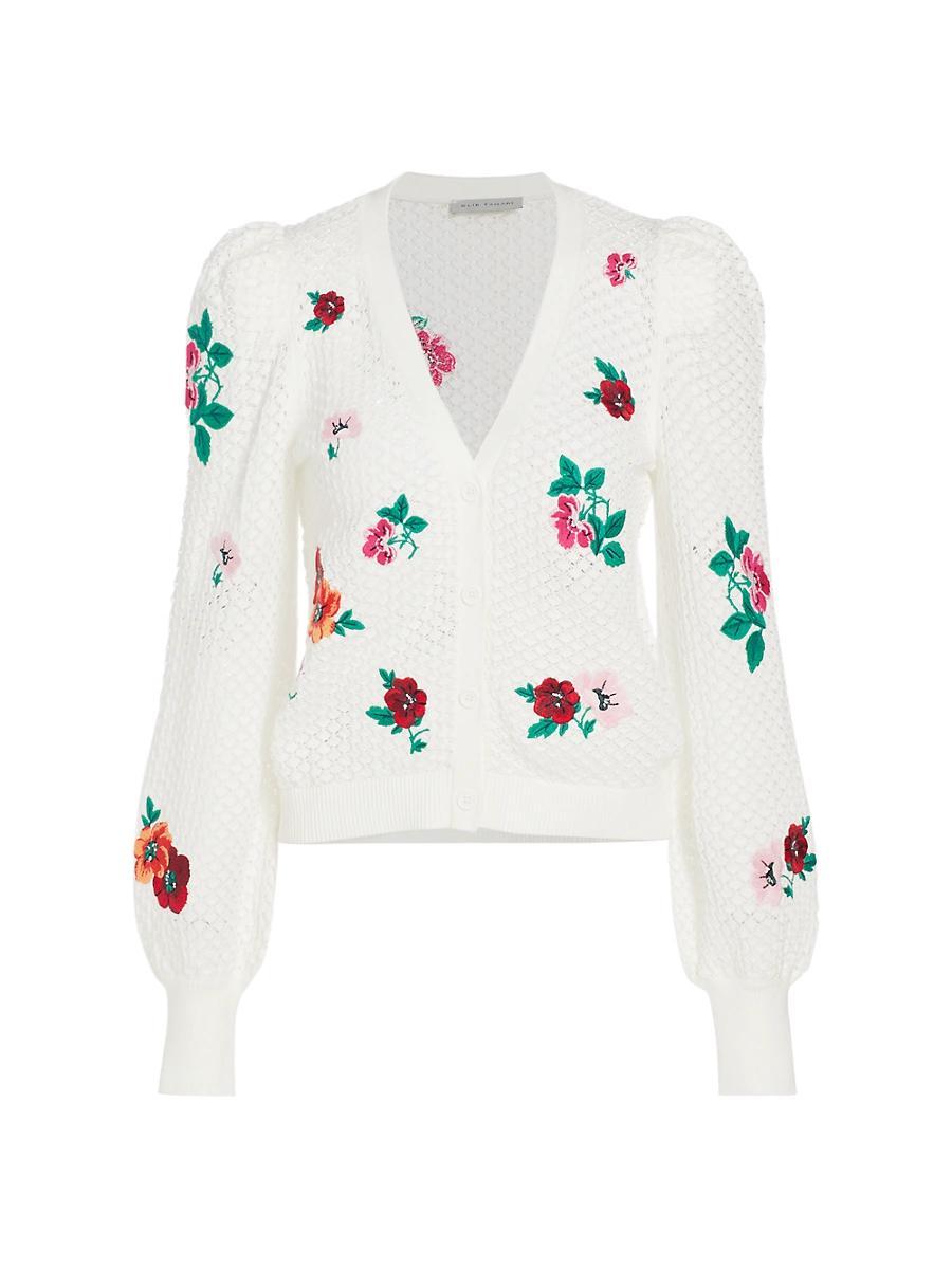 Womens Brielle Floral Cotton Pointelle Knit Cardigan Product Image