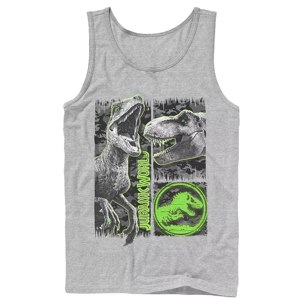 Men's Jurassic World Two Raptor T-Rex Camo Scratch Tank Top,  Product Image
