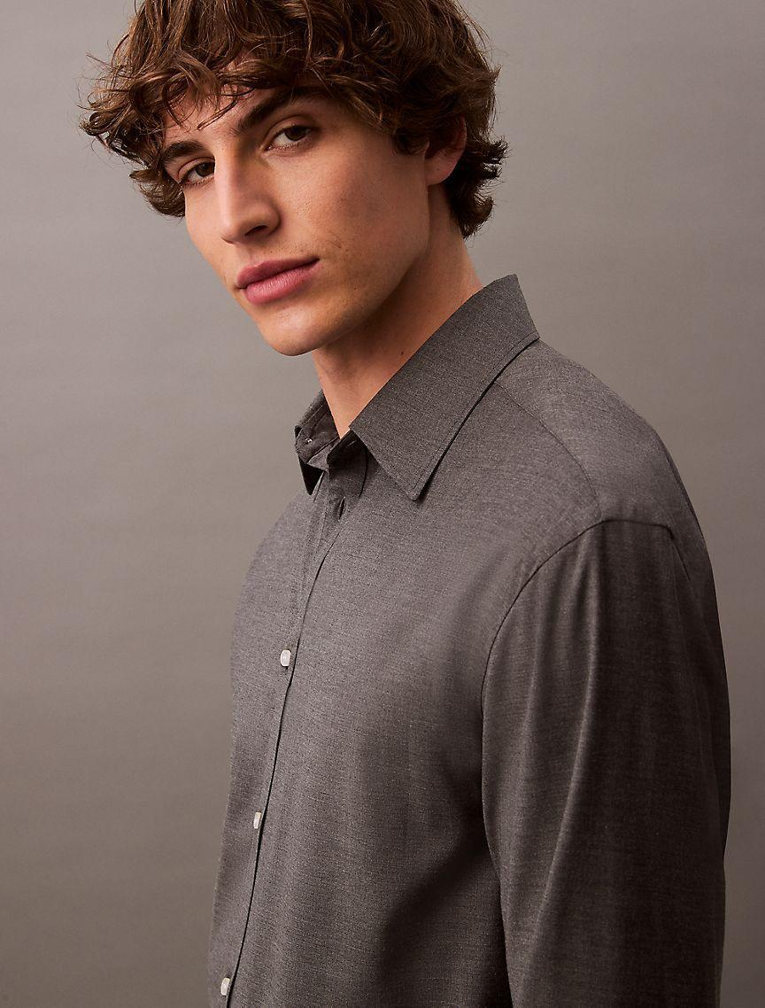 Relaxed Wool Blend Button-Down Shirt Product Image