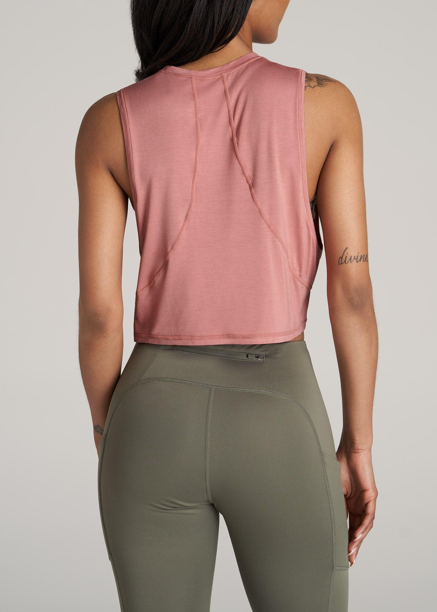 Athletic Cropped Muscle Tank Top for Tall Women in Clay Sunrise Female Product Image