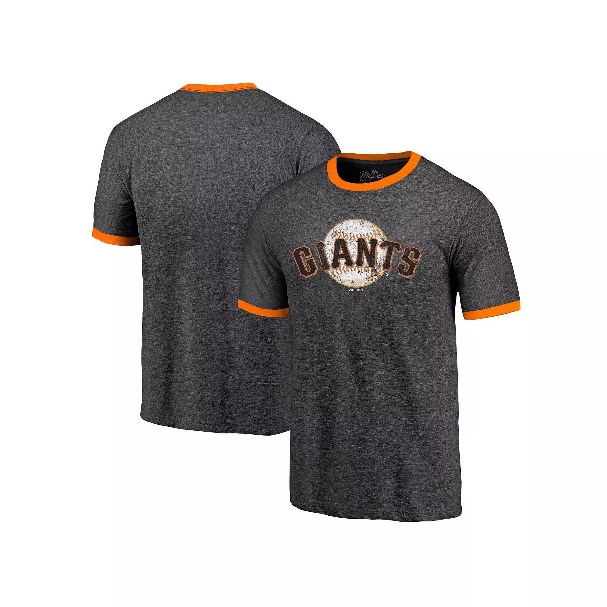 Men's Majestic Threads Black San Francisco Giants Ringer Tri-Blend T-Shirt, Size: Small Product Image