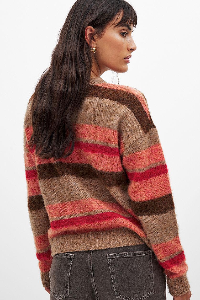 Striped Knitted Round Neck Sweater Product Image