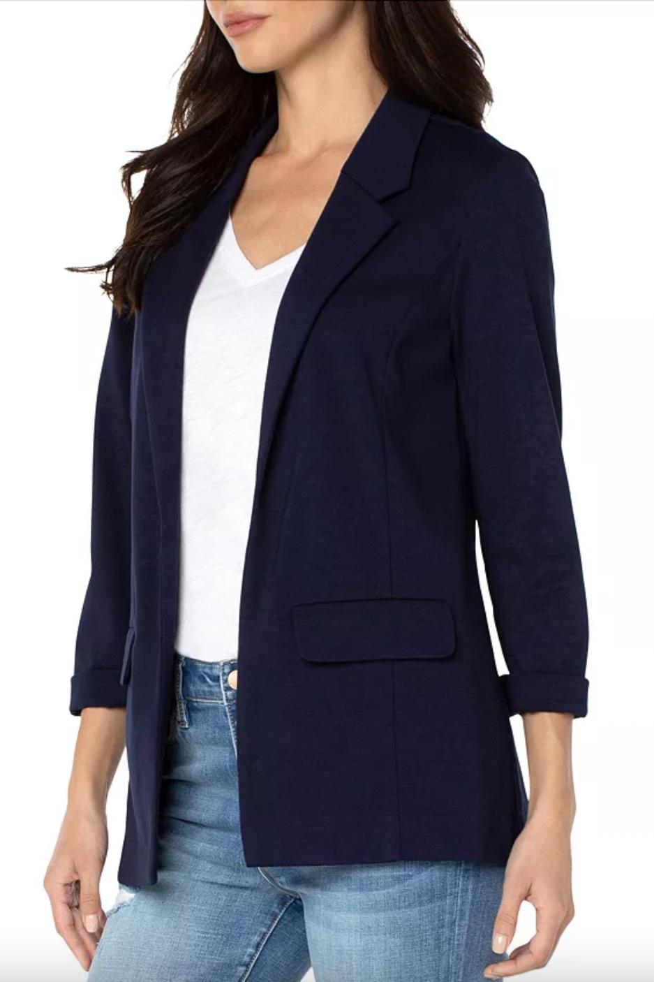 Boyfriend Blazer W/ Princess Darts - Cadet Blue Product Image