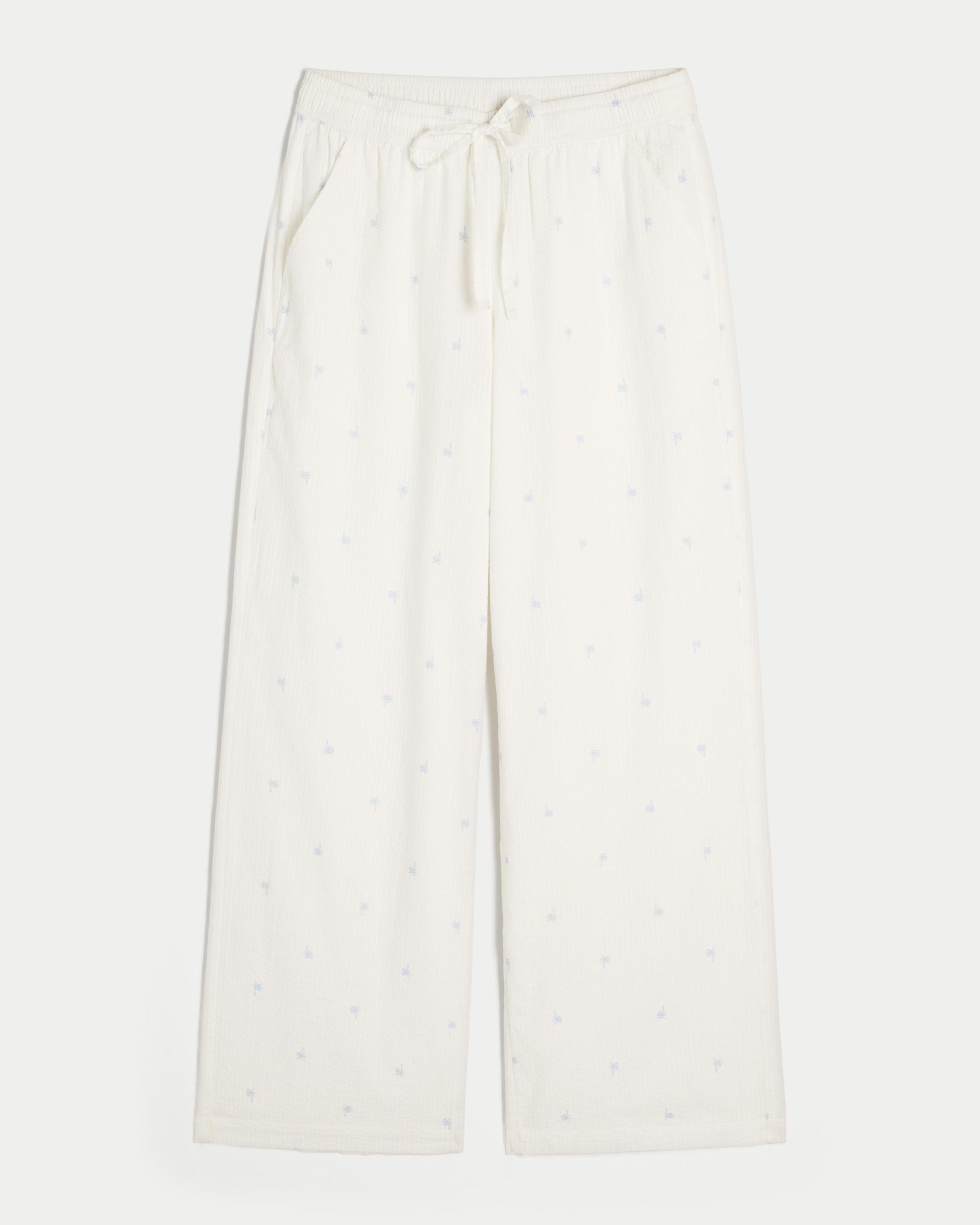 Seersucker Baggy Pull-On Pants Product Image