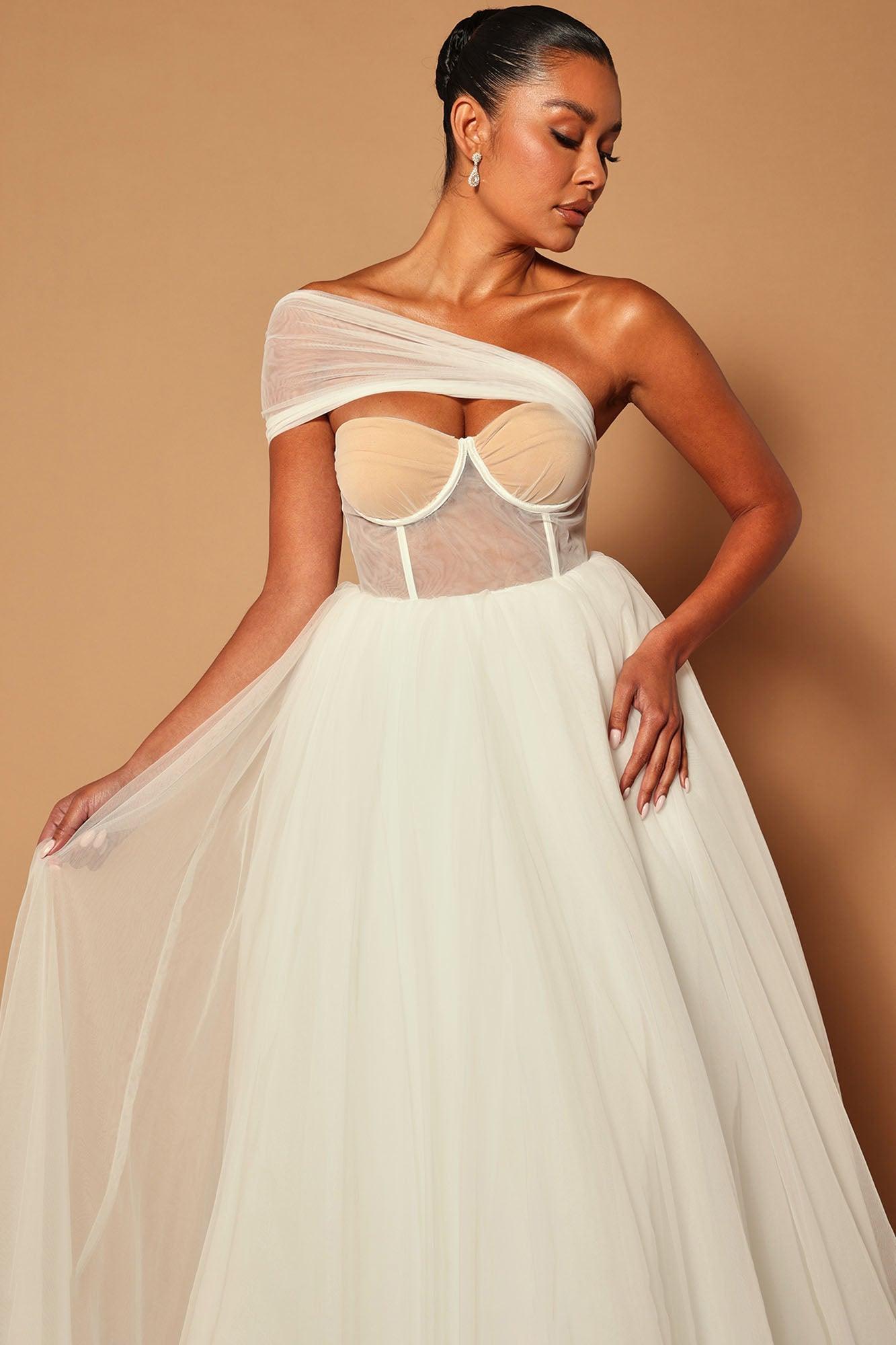 Aliya Tulle Maxi Dress - White Product Image