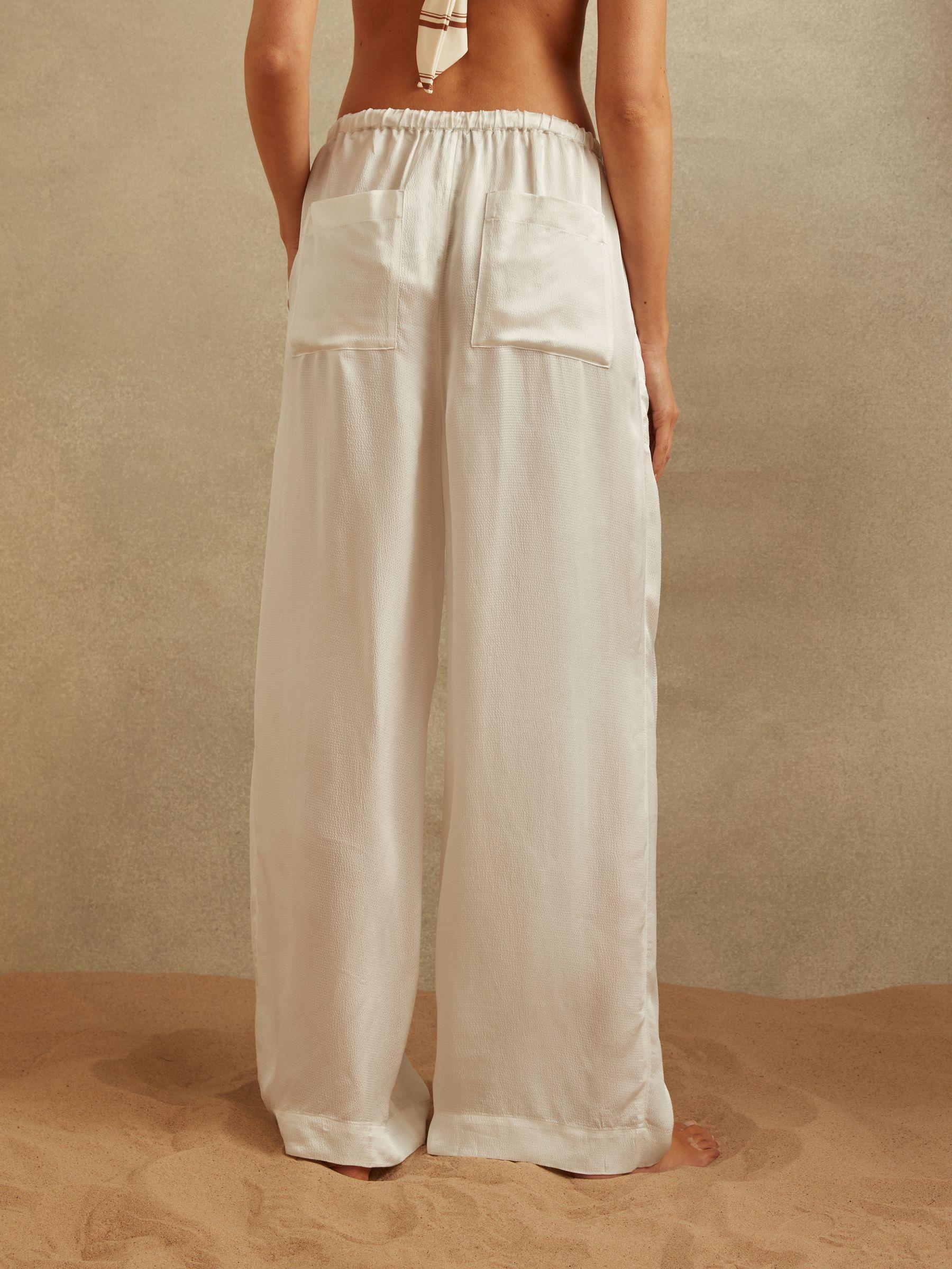 Textured Wide Leg Cover-Up Trousers in Ivory Product Image