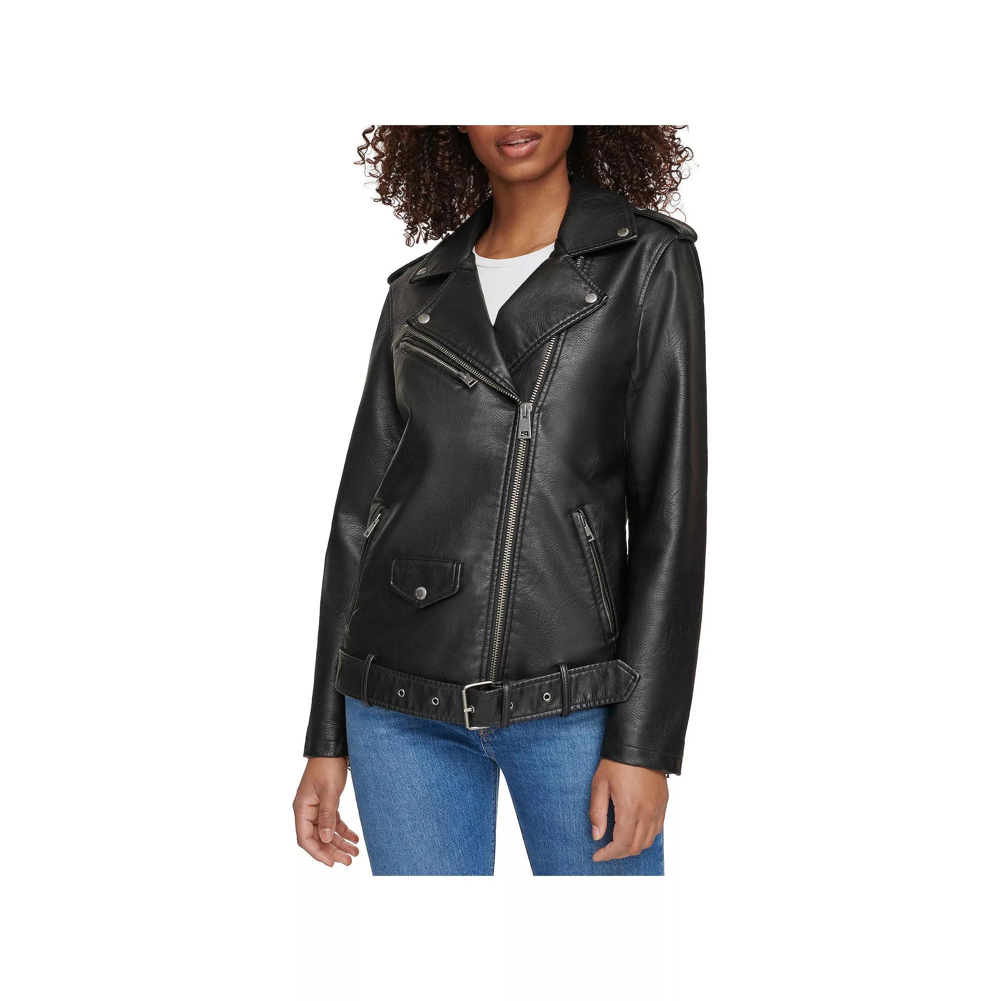 Women's Levi's® Faux Leather Belted Moto Jacket, Size: 3XL, Black Product Image
