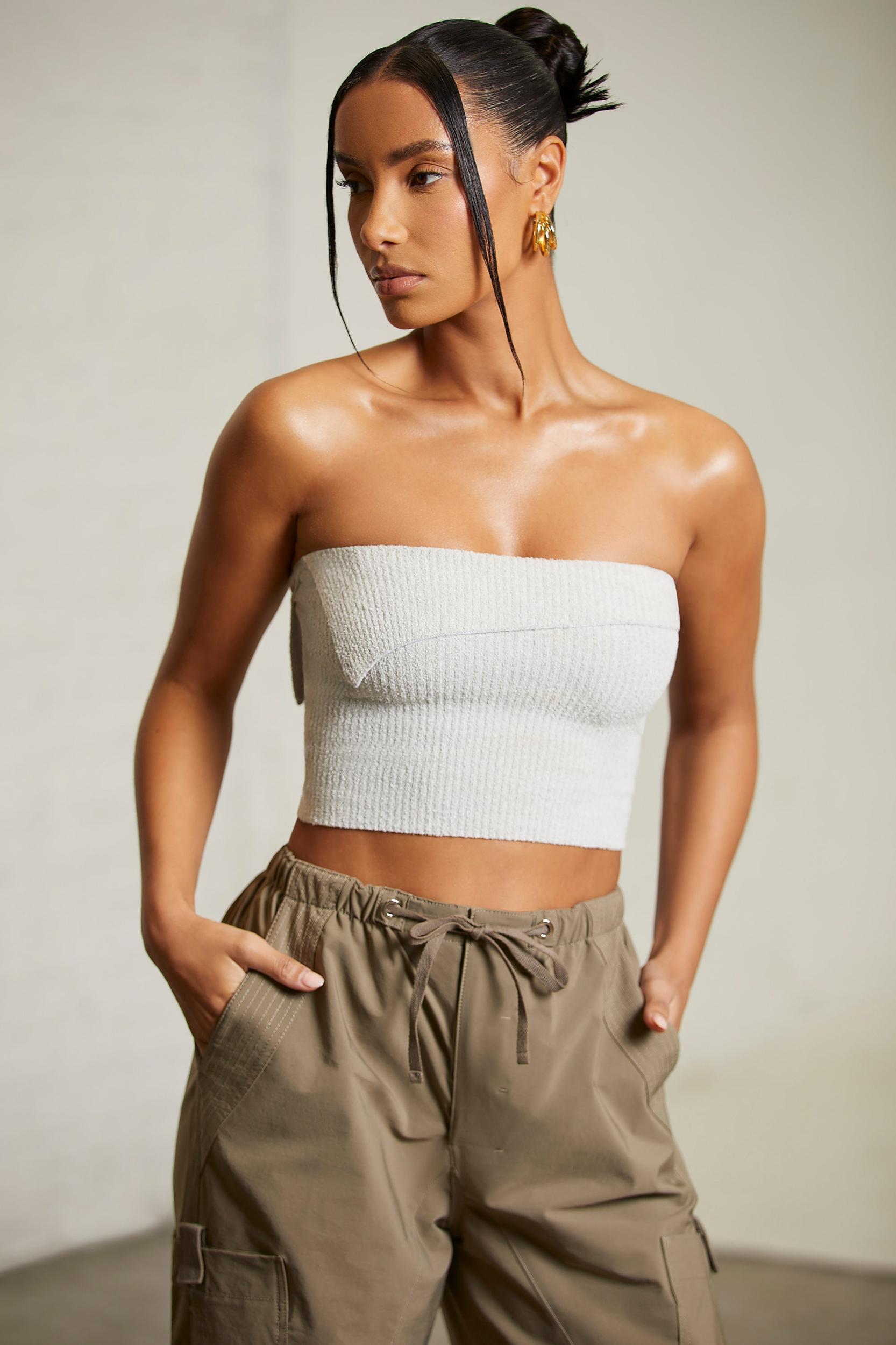 Overlap Bandeau Crop Top in Alloy Female Product Image