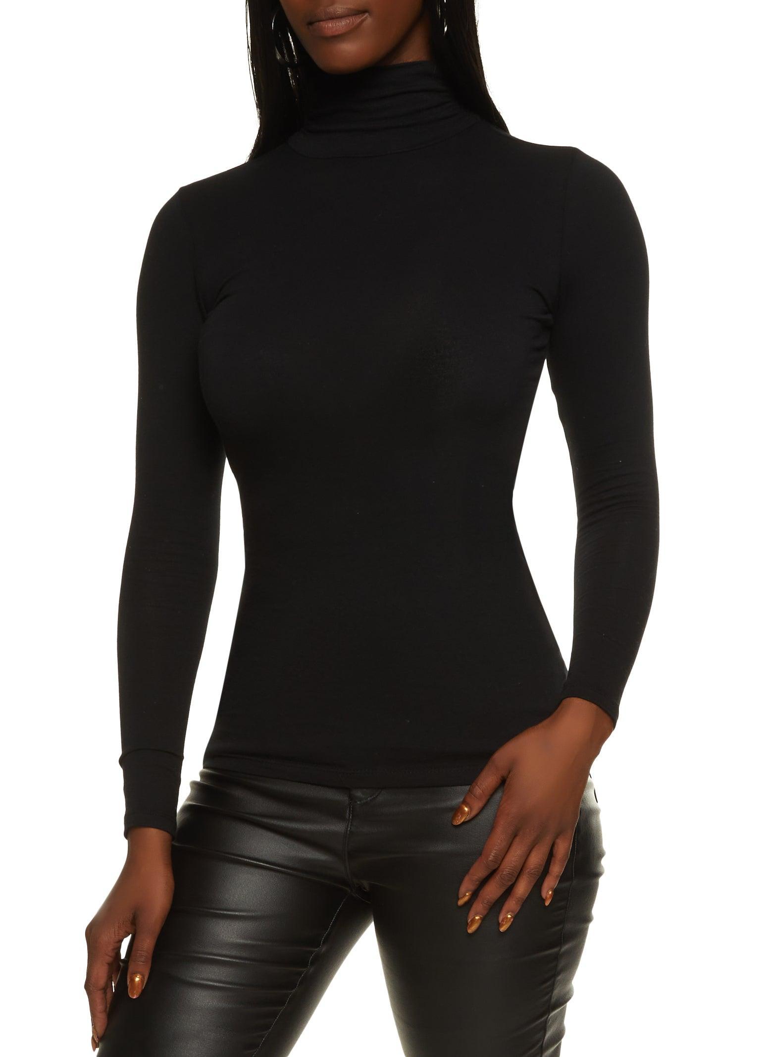 Womens Solid Long Sleeve Turtleneck Top Product Image