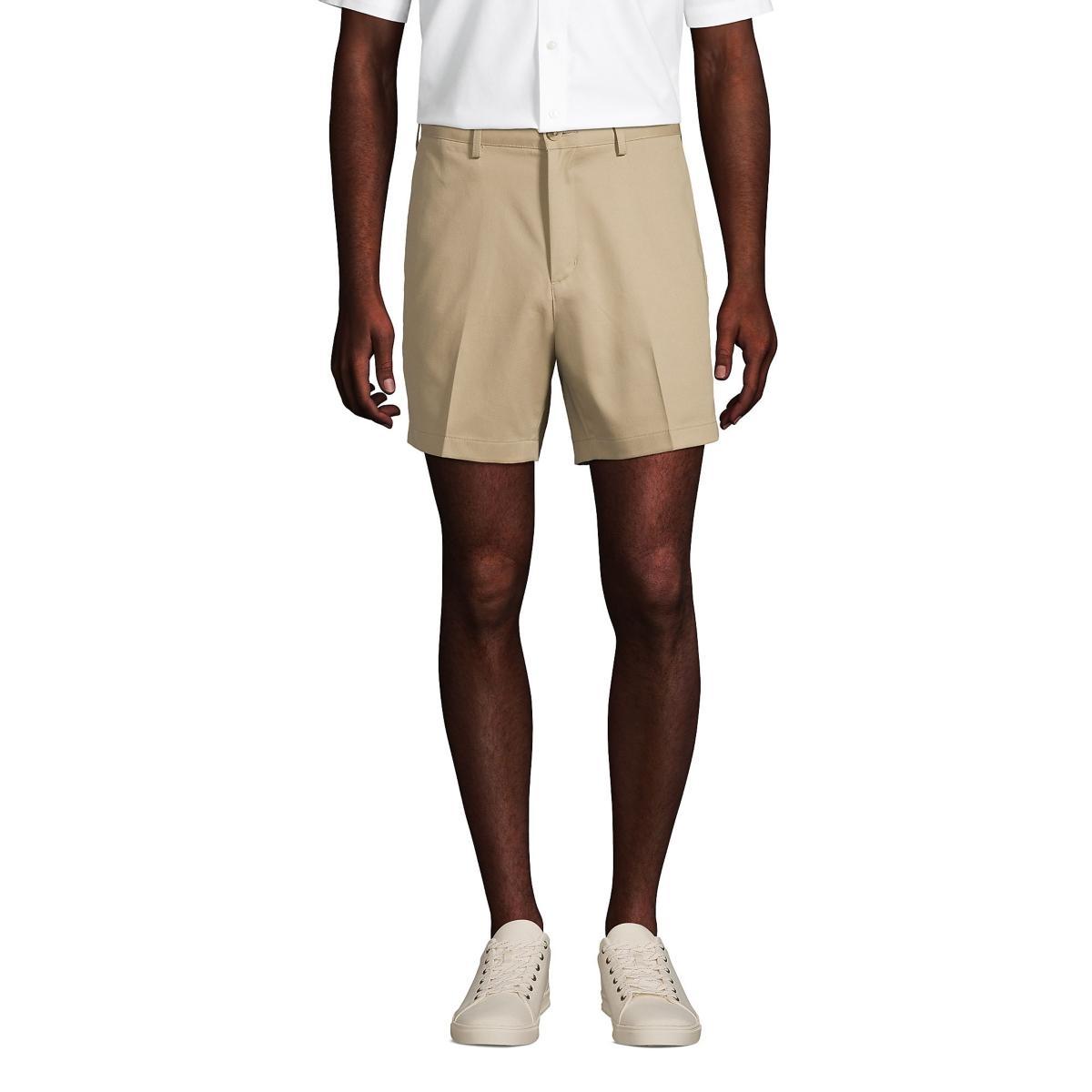 Men's Lands' End Comfort Waist 6-inch No-Iron Chino Shorts, Size: 42, Light Grey Product Image