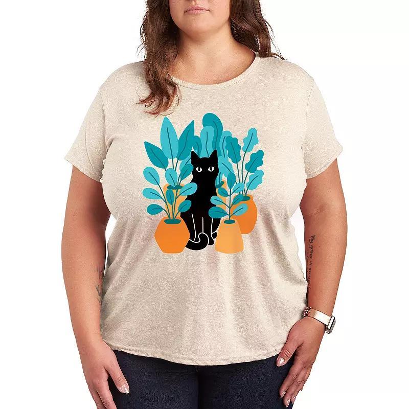 Plus Black Cat Plants Graphic Tee, Women's,  Product Image