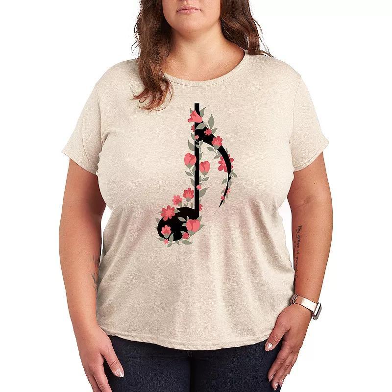 Plus Floral Music Note Graphic Tee, Womens Product Image