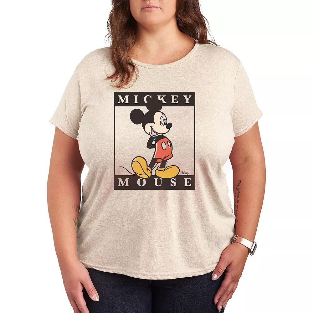 Disney's Mickey Mouse Plus Type Block Graphic Tee, Women's, Size: 4XL, Beige Product Image