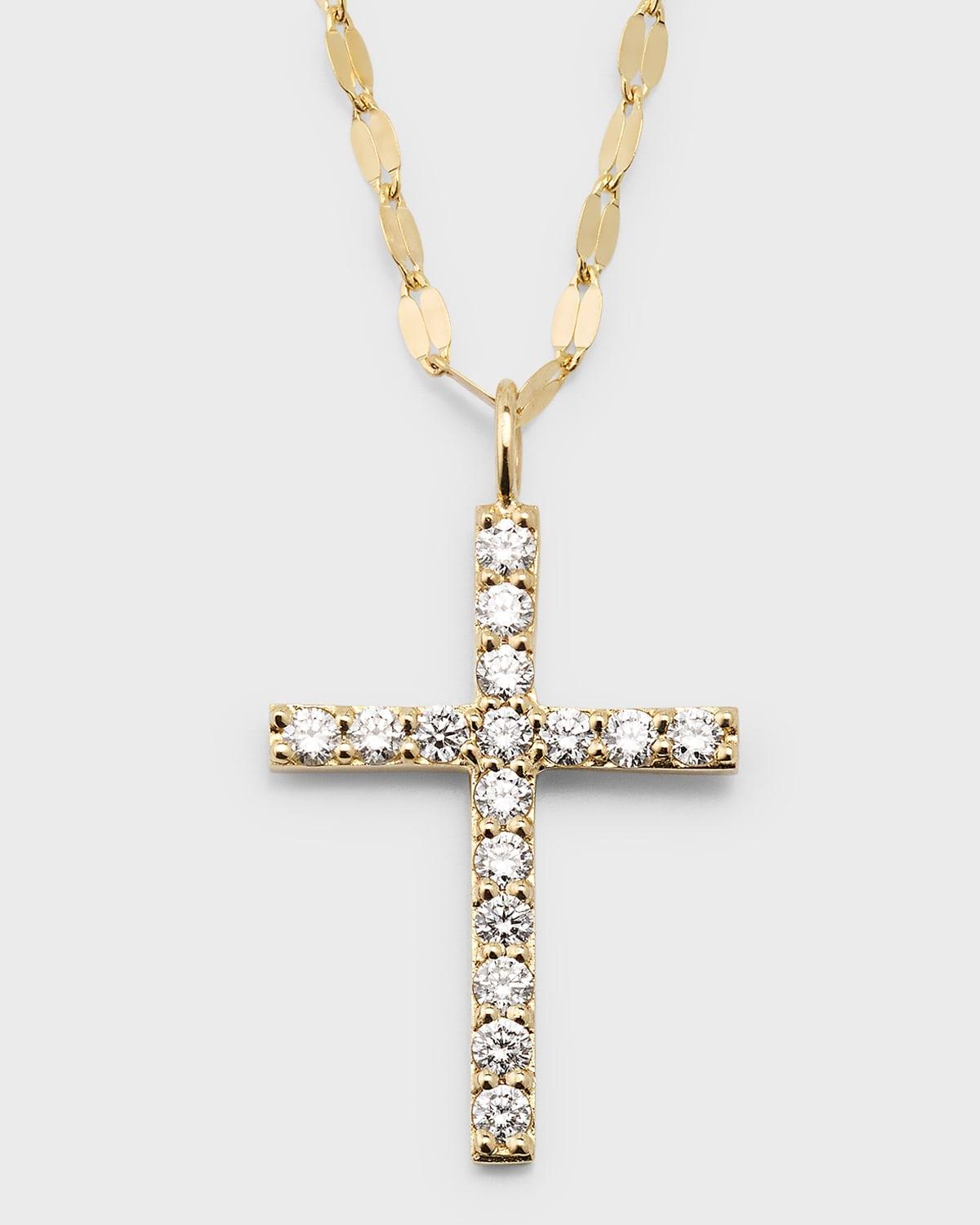 14K Yellow Gold Flawless Everyday Diamond Cross Necklace Product Image