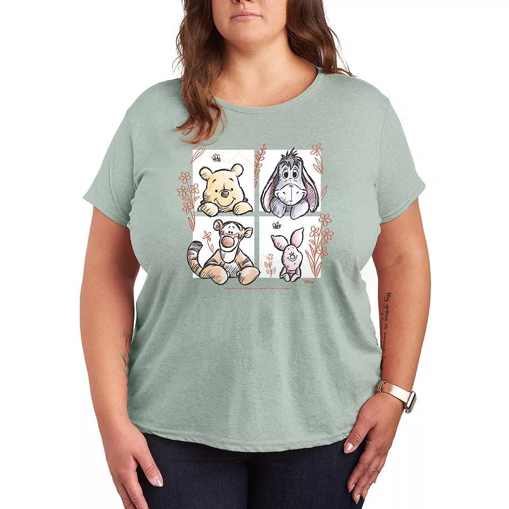 Disney's Winnie The Pooh Floral Grid Graphic Tee, Women's,  Product Image