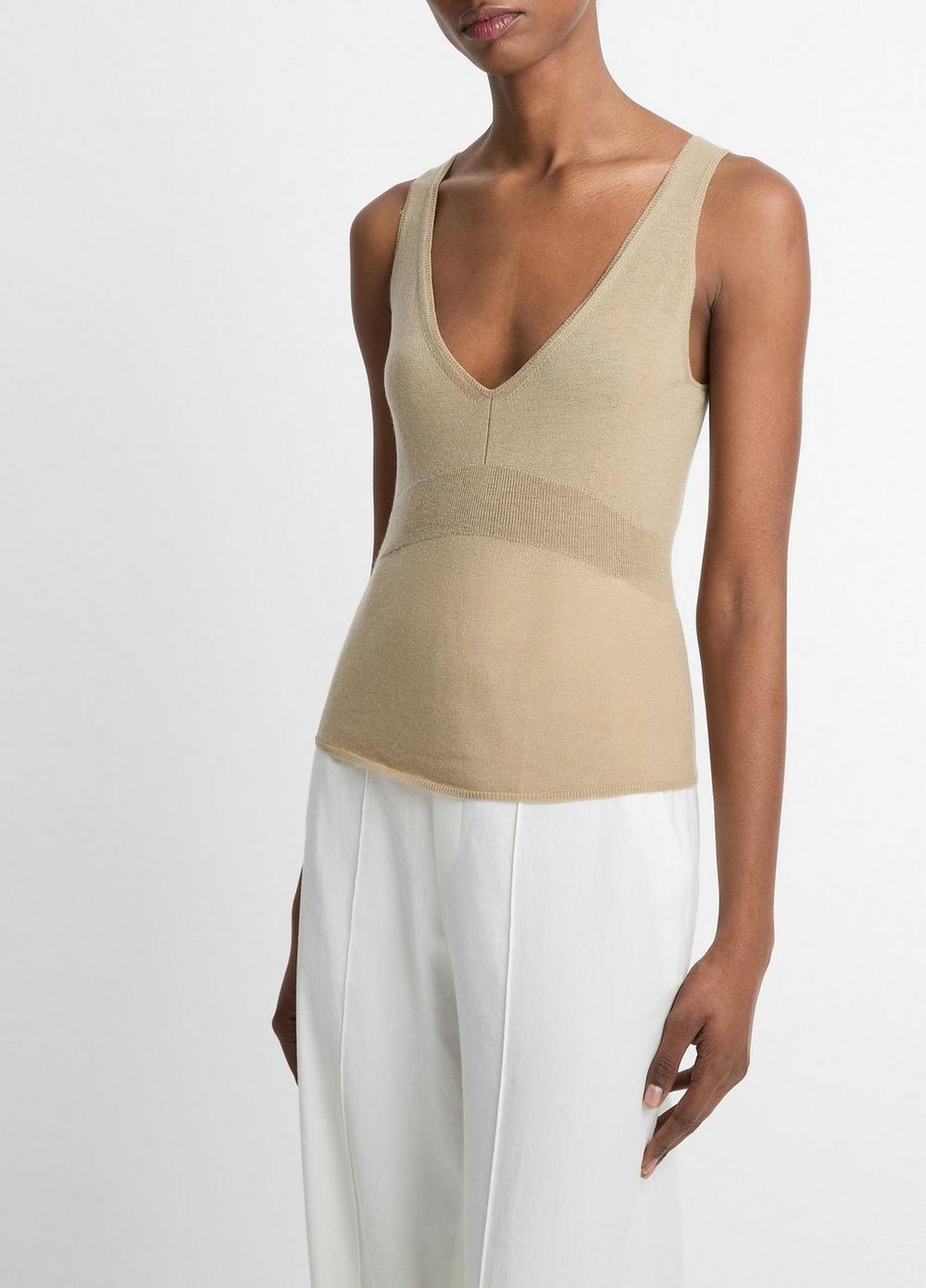 Wool & Cashmere-Blend V-Neck Sweater Tank Product Image