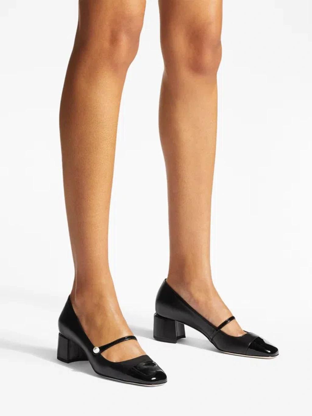 Elisa Block-heel Leather Heeled Courts In Black Product Image