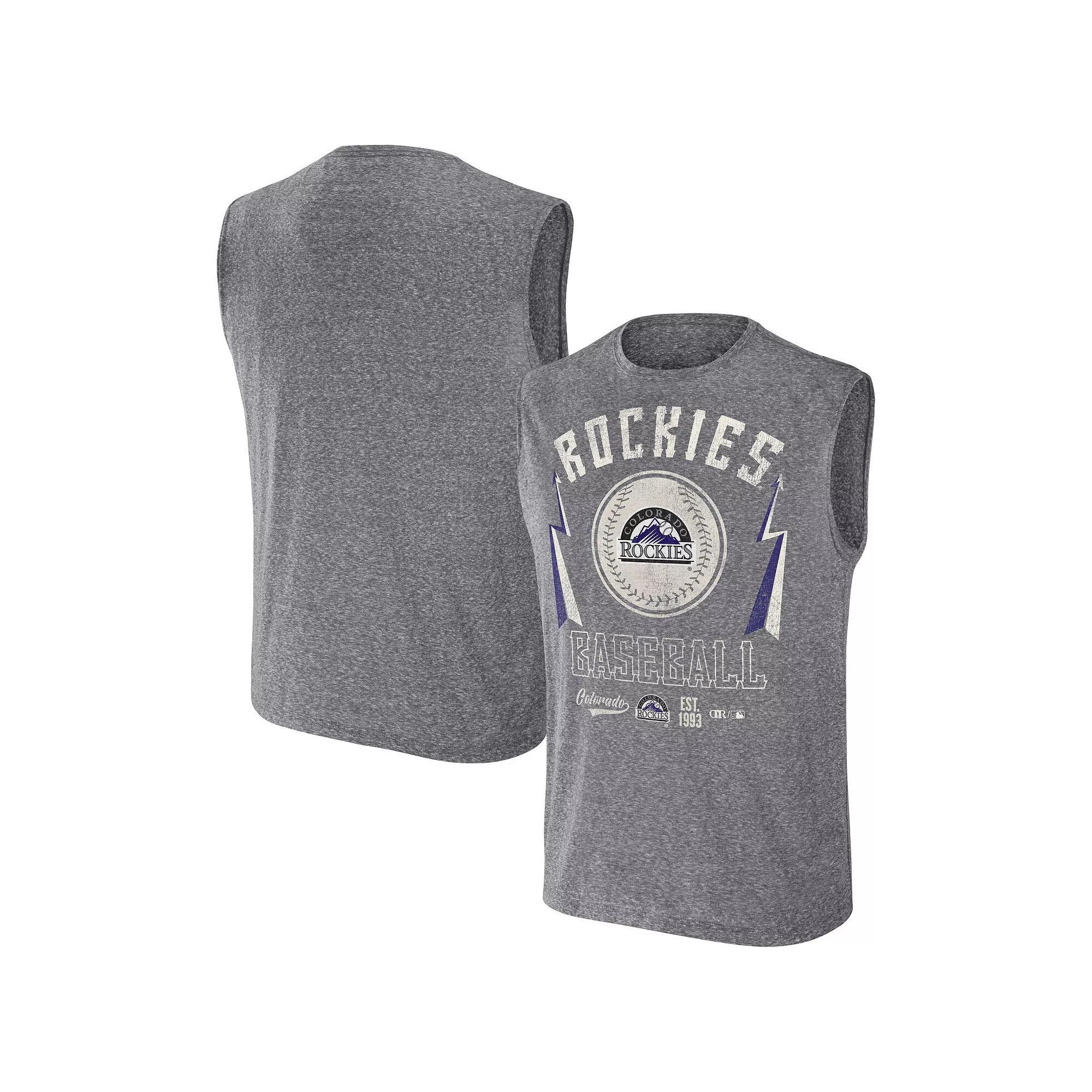 Men's Darius Rucker Collection by Fanatics Charcoal Colorado Rockies Muscle Tank Top, Size: Small Product Image