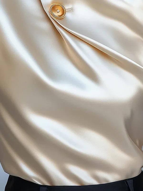 Sleeveless Buttoned Solid Color Stand Collar Tank Top Product Image