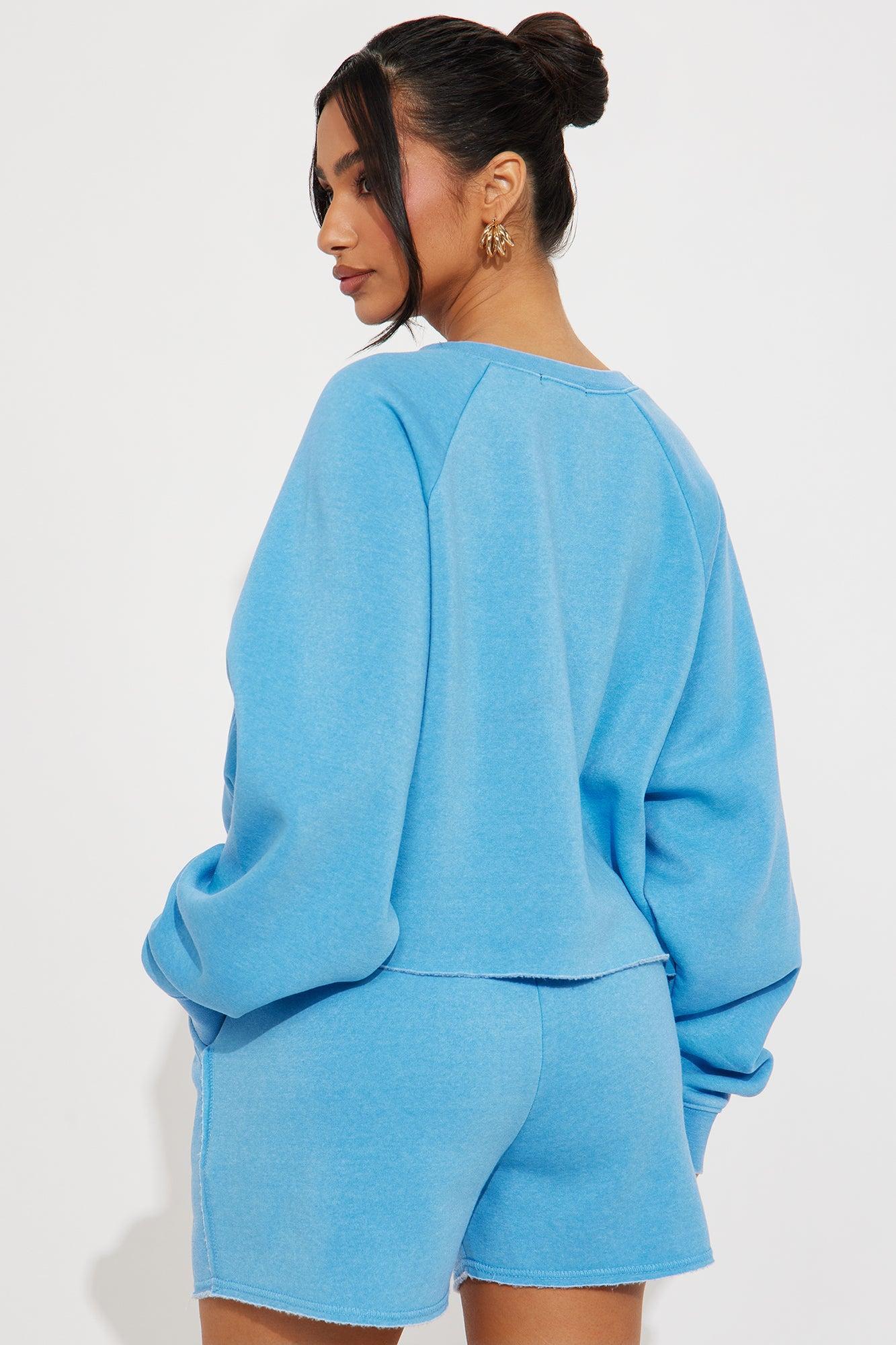 So Soft Washed Fleece Short Set - Blue Product Image