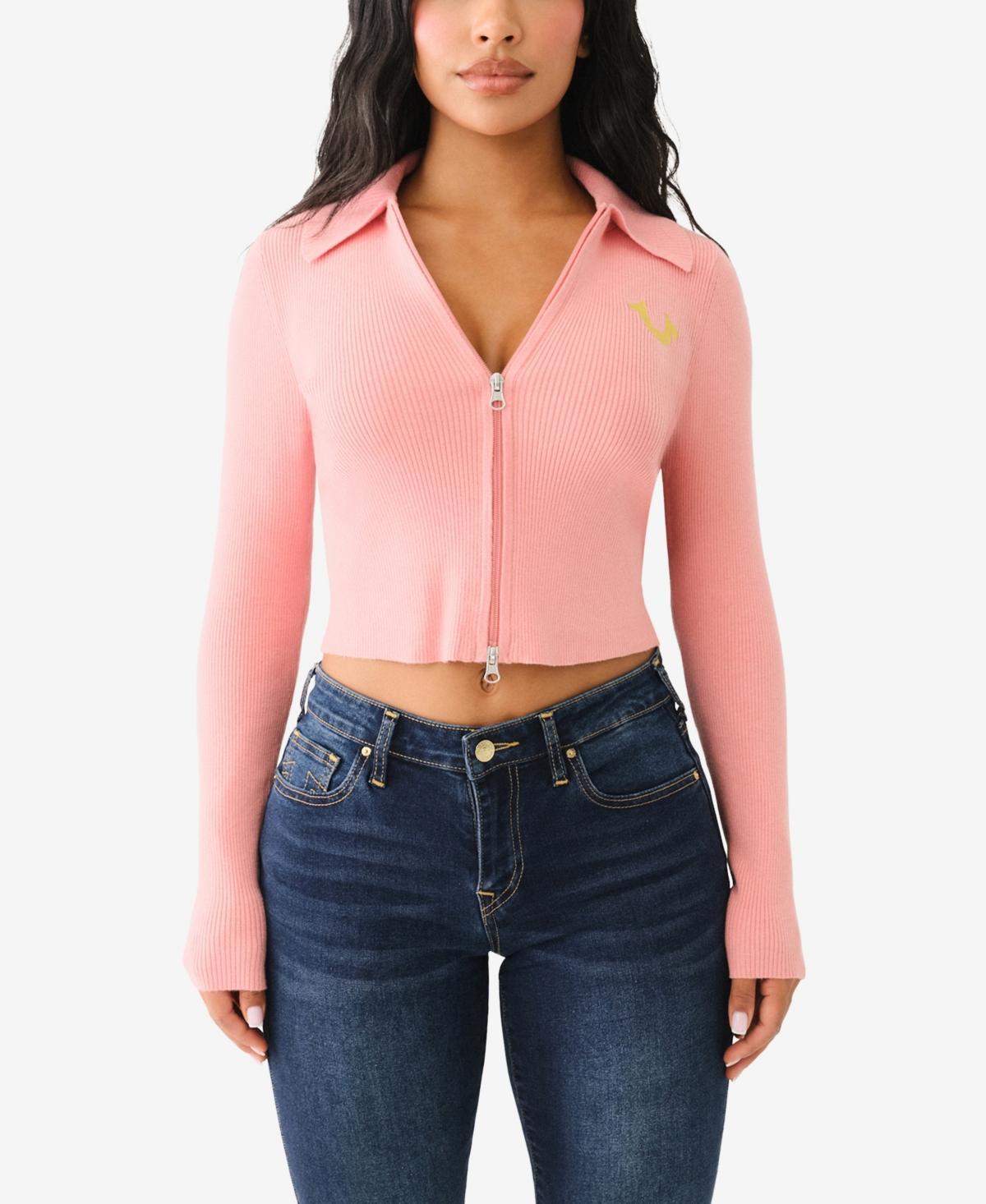 True Religion Womens Collar Zip Hs Rib Sweater Product Image