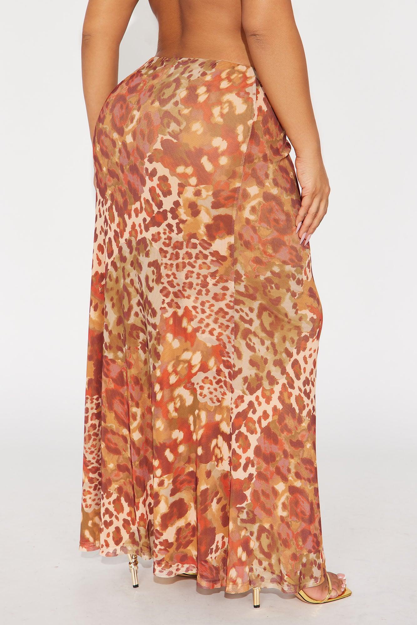 Some Type Of Way Leopard Mesh Maxi - Brown/combo Female Product Image
