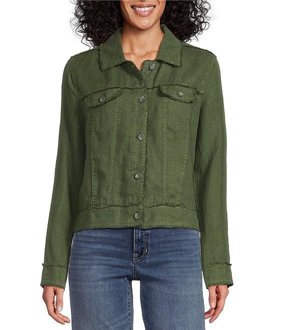 Tommy Bahama Two Palm Raw Edge Point Collar Long Sleeve Button Front Jacket Product Image