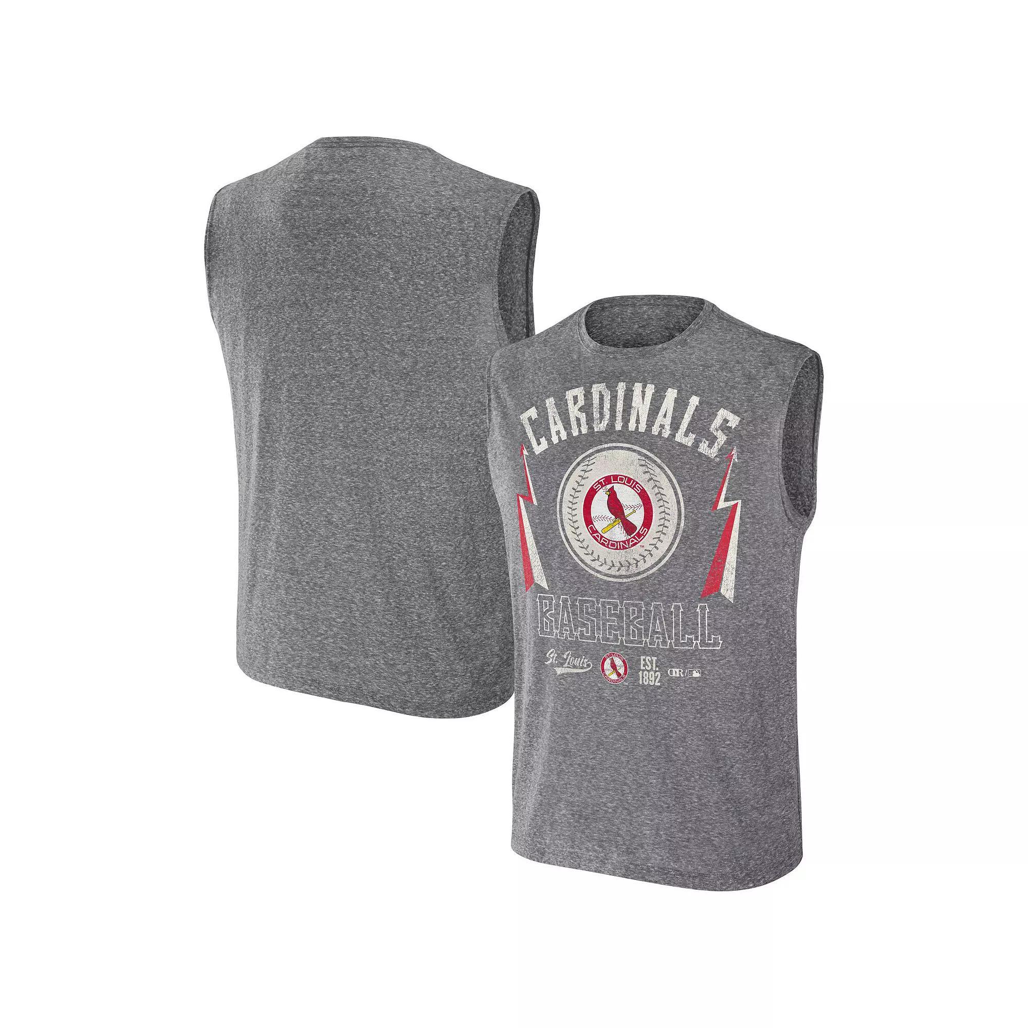Men's Darius Rucker Collection by Fanatics Charcoal St. Louis Cardinals Relaxed-Fit Muscle Tank Top,  Product Image