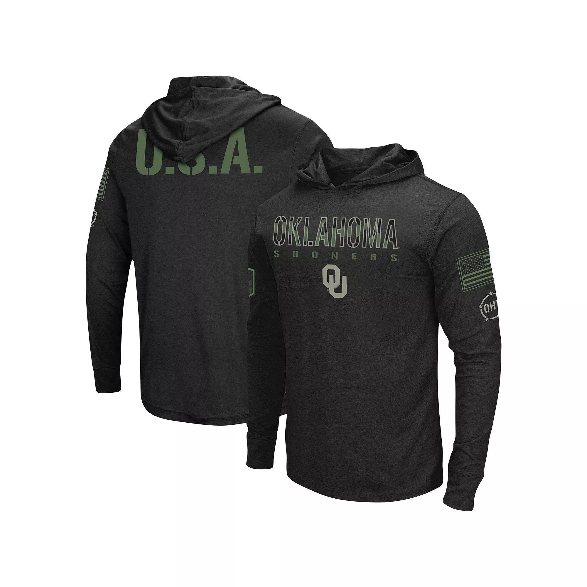 Men's Colosseum Black Oklahoma Sooners OHT Military Appreciation Hoodie Long Sleeve T-Shirt,  Product Image