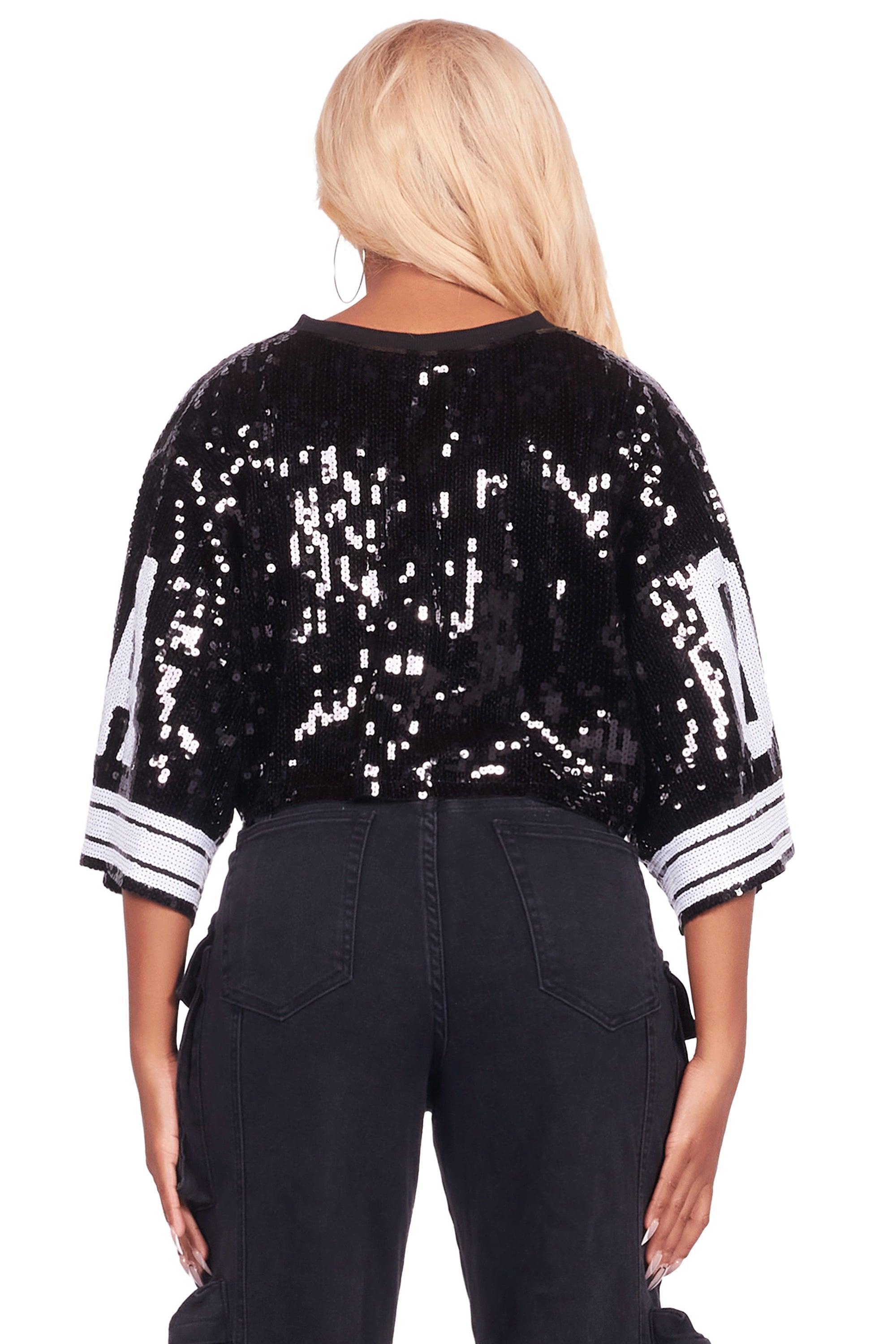 Alisha Black Sequin Crop Jersey Female Product Image