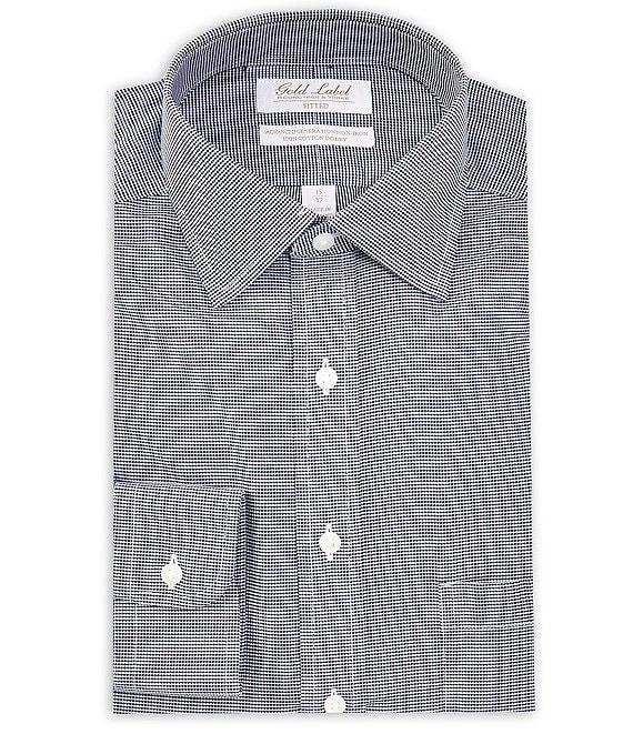 Gold Label Roundtree & Yorke Fitted Non-Iron Spread Collar Solid Dobby Dress Shirt Product Image