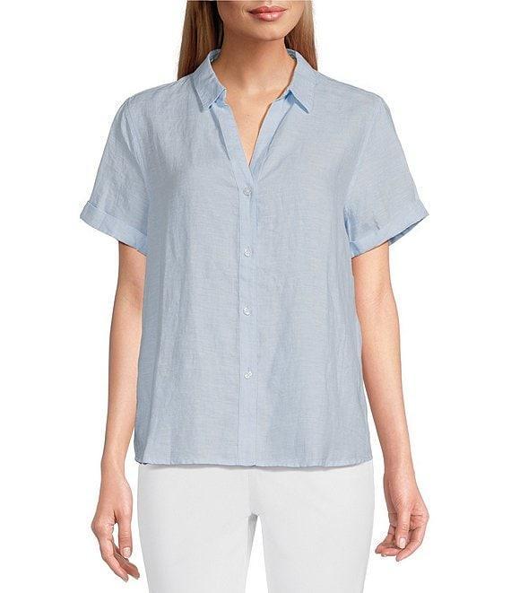 Tommy Bahama Point Collar Short Sleeve Button Front Top Product Image