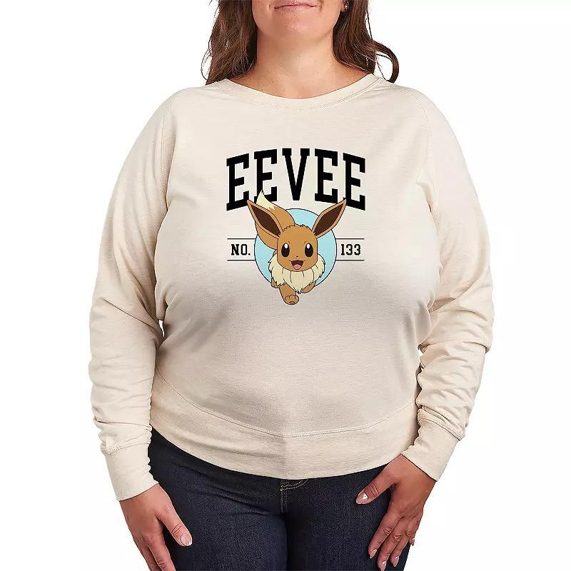 Plus Size Pokemon Eevee Collegiate French Terry Long Sleeve Tee, Womens Product Image