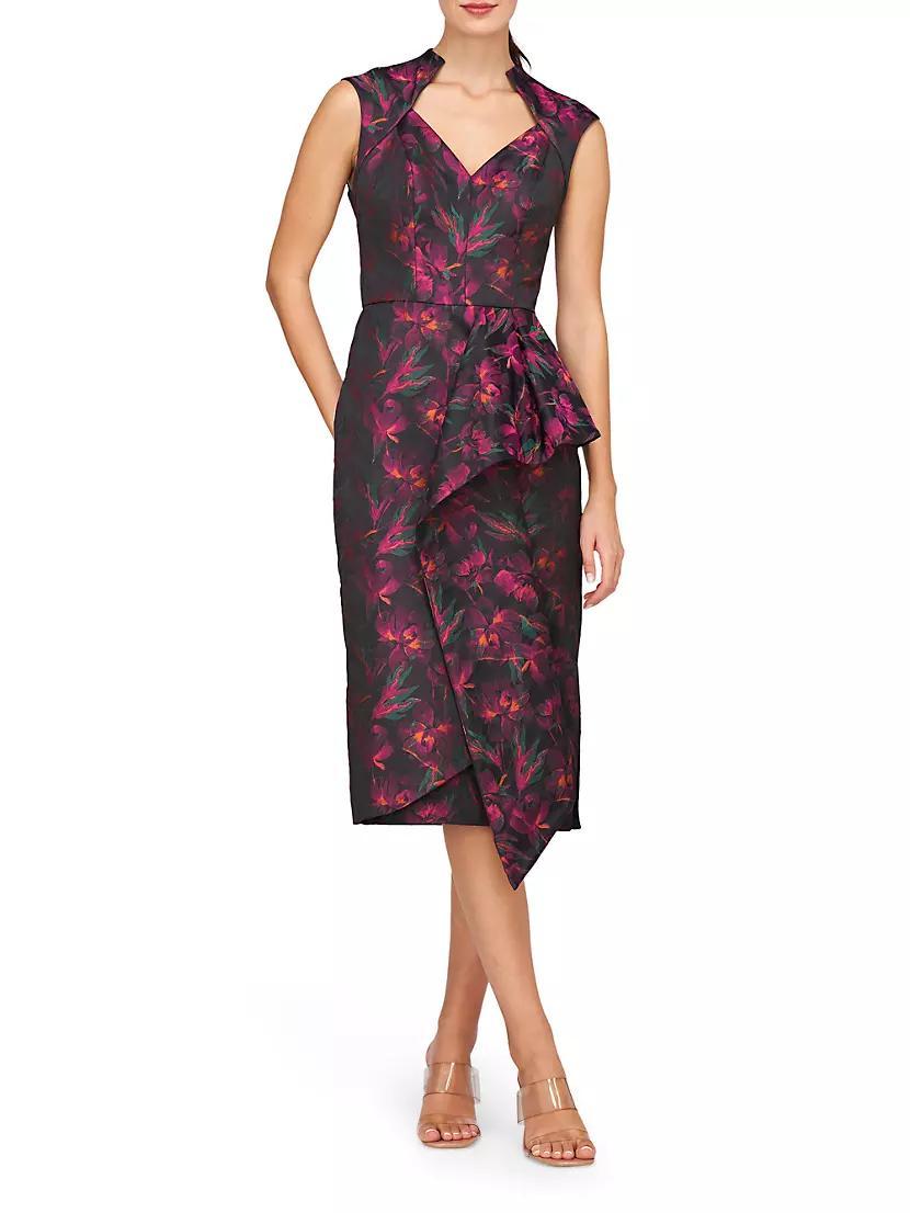 Kensley Floral Jacquard Midi Cocktail Dress Product Image