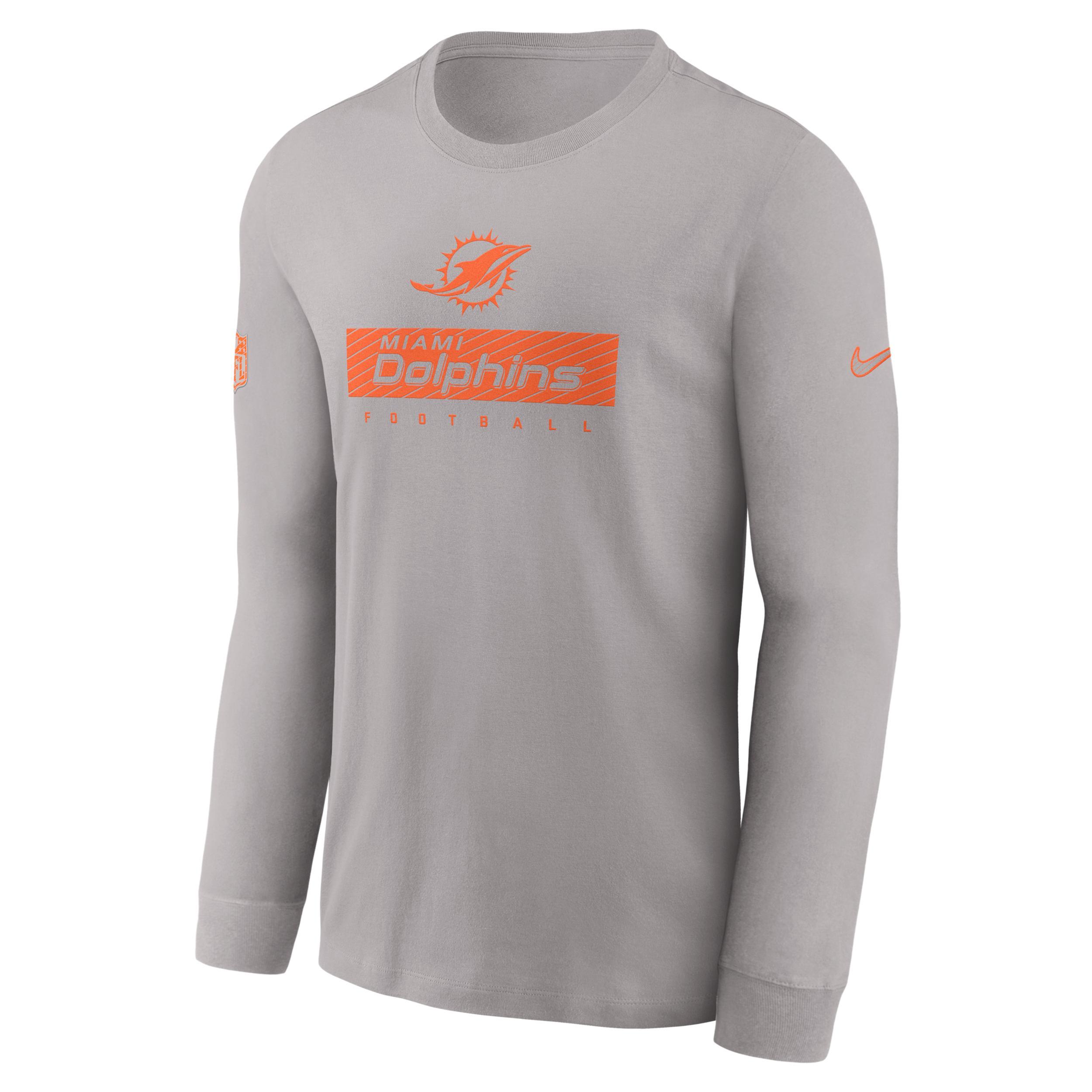 Miami Dolphins Sideline Team Issue Nike Mens Dri-FIT NFL Long-Sleeve T-Shirt | 02EW09T9P-L94 Product Image