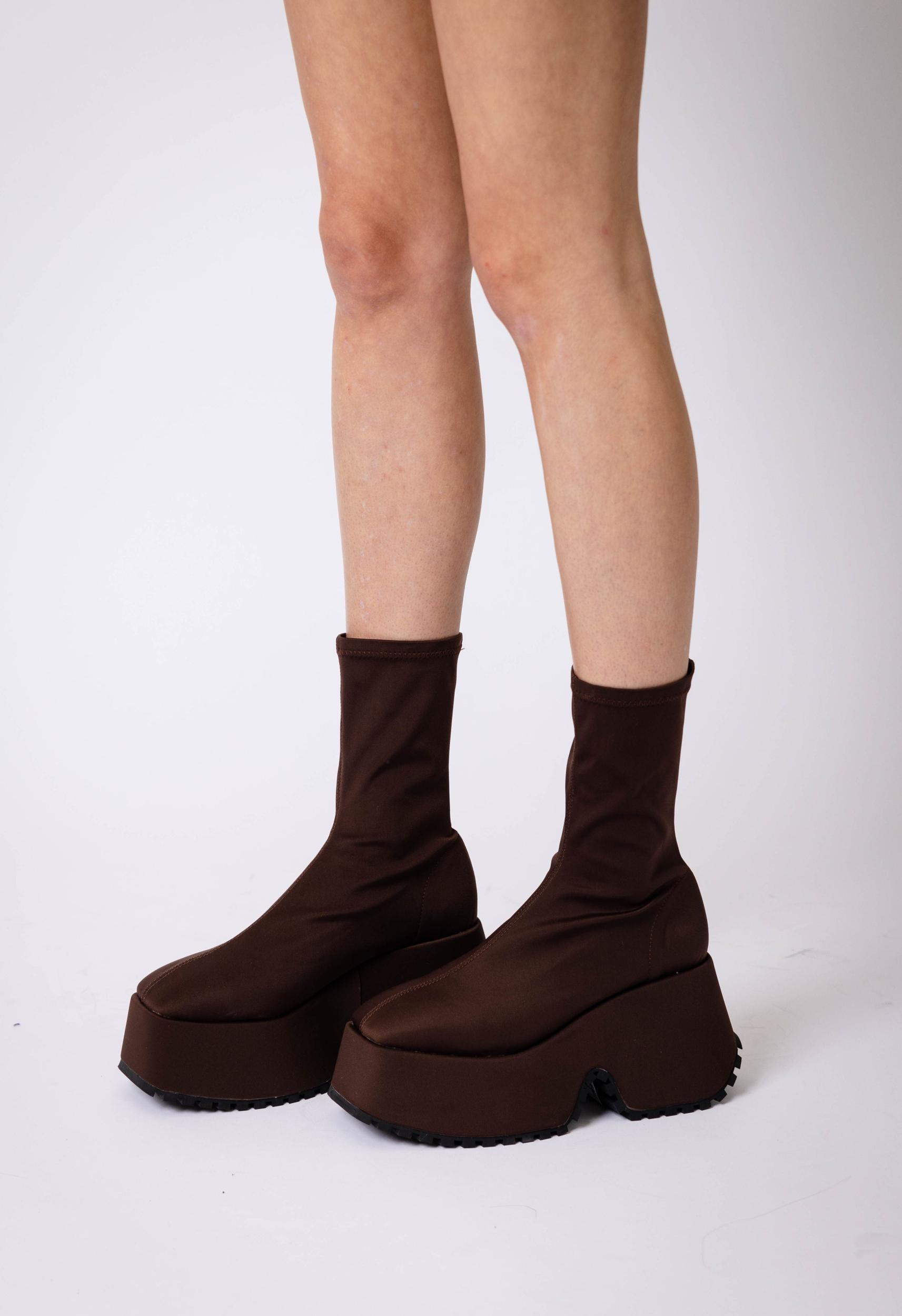 Chocolate Platform Sock Bootie Product Image