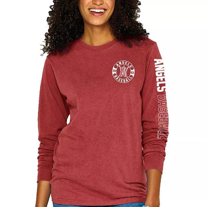 Womens Soft as a Grape Los Angeles Angels Pigment-Dyed Long Sleeve T-Shirt Product Image