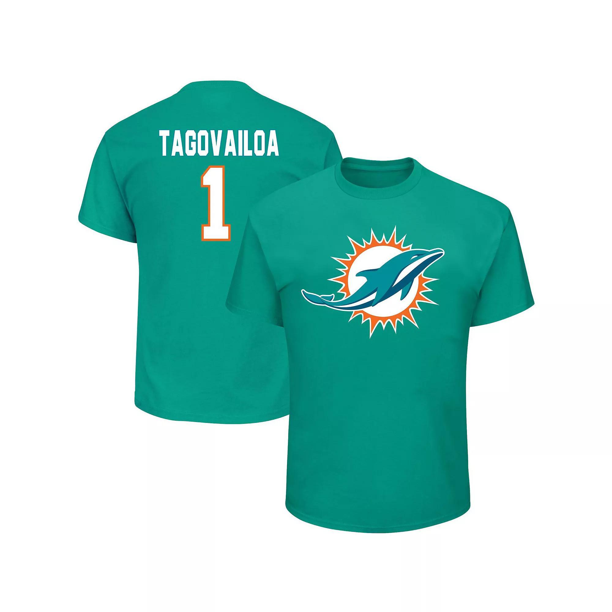 Men's Tua Tagovailoa Aqua Miami Dolphins Big & Tall Eligible Receiver III Name & Number T-Shirt, Size: 4XB, Turquoise A Product Image